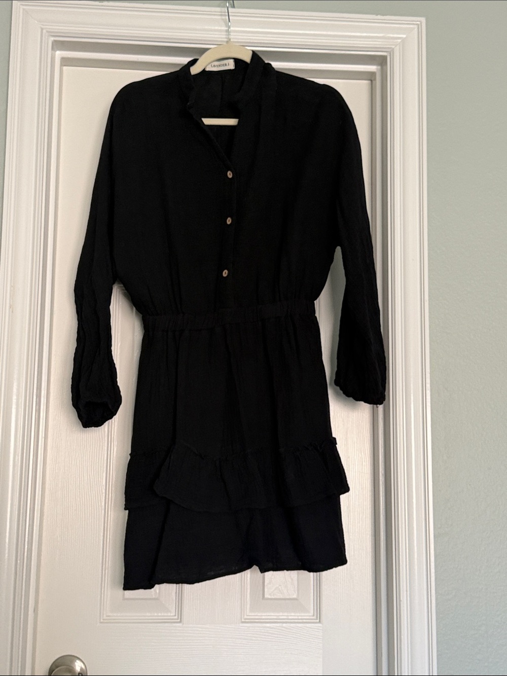 Lavender J Black Button-Front Mini Dress